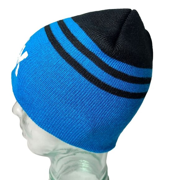 Disney Mickey Mouse MM Beanie Knit Winter Hat Blue Black Unisex Apparel OSFM - Picture 3 of 8